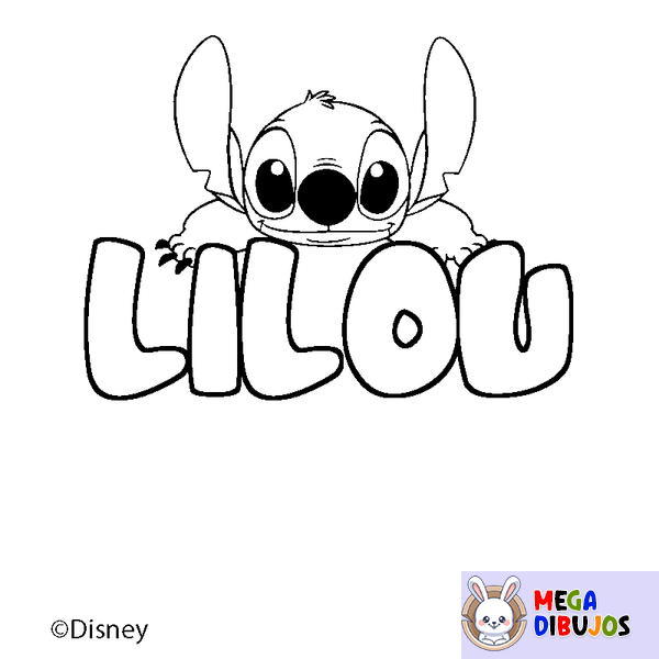 Coloraci&oacute;n del nombre LILOU - decorado Stitch
