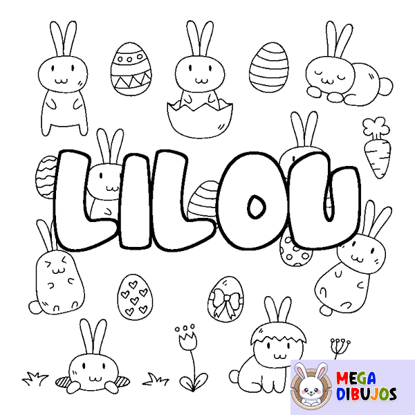 Coloraci&oacute;n del nombre LILOU - decorado Pascua