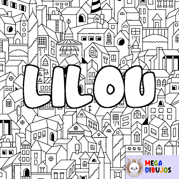 Coloraci&oacute;n del nombre LILOU - decorado ciudad