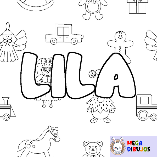 Coloraci&oacute;n del nombre LILA - decorado juguetes