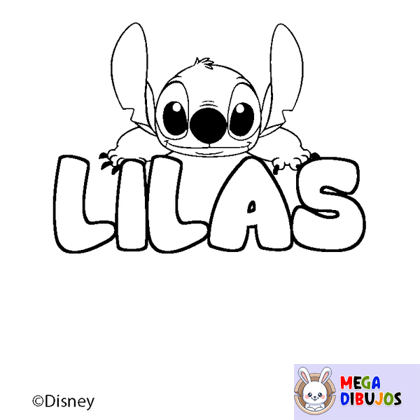 Coloraci&oacute;n del nombre LILAS - decorado Stitch