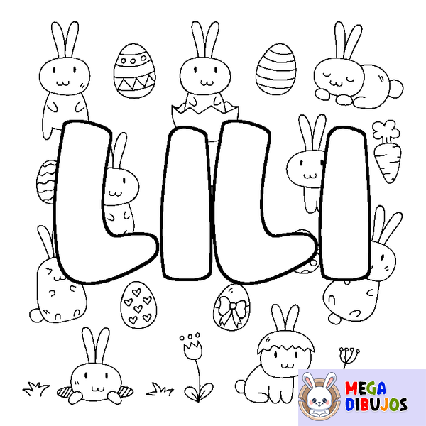Coloraci&oacute;n del nombre LILI - decorado Pascua