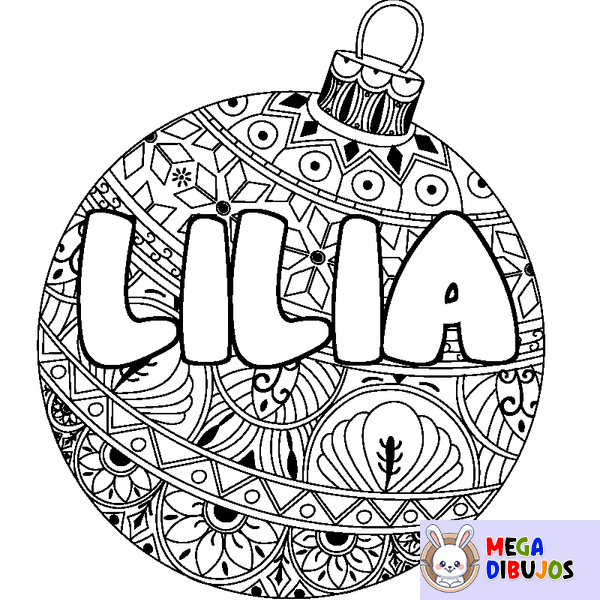 Coloraci&oacute;n del nombre LILIA - decorado bola de Navidad