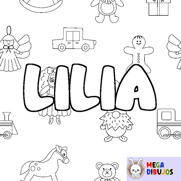 Coloraci&oacute;n del nombre LILIA - decorado juguetes
