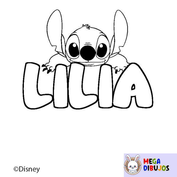 Coloraci&oacute;n del nombre LILIA - decorado Stitch