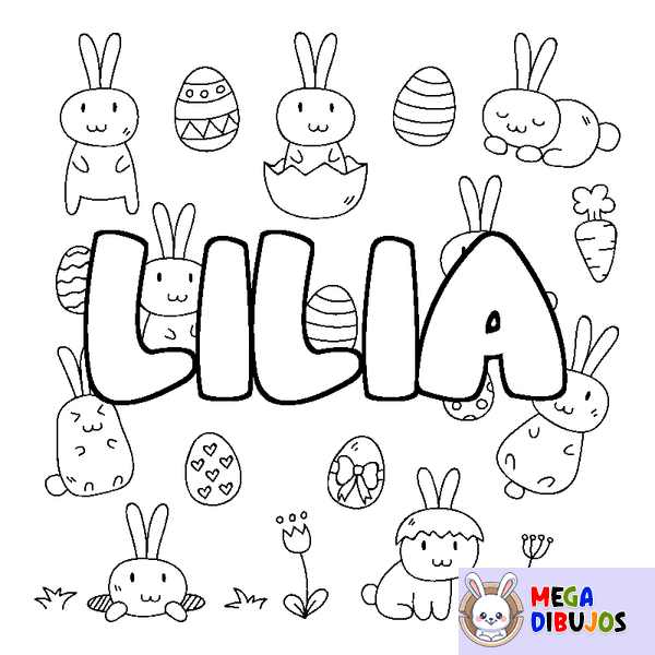 Coloraci&oacute;n del nombre LILIA - decorado Pascua