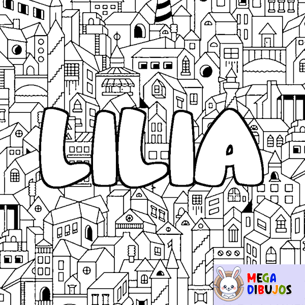 Coloraci&oacute;n del nombre LILIA - decorado ciudad