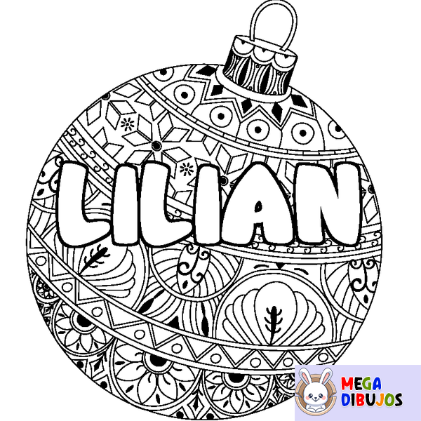 Coloraci&oacute;n del nombre LILIAN - decorado bola de Navidad