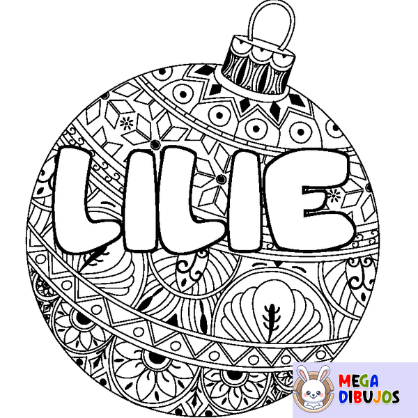 Coloraci&oacute;n del nombre LILIE - decorado bola de Navidad
