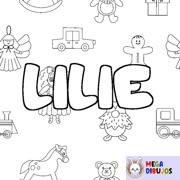 Coloraci&oacute;n del nombre LILIE - decorado juguetes