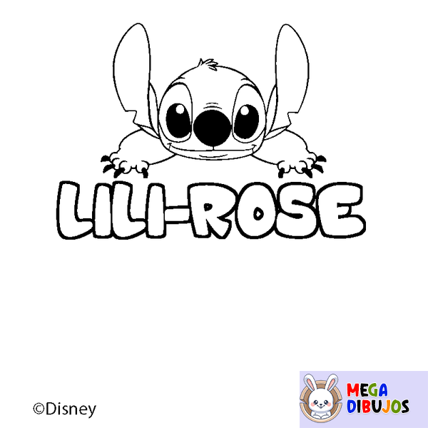 Coloraci&oacute;n del nombre LILI-ROSE - decorado Stitch