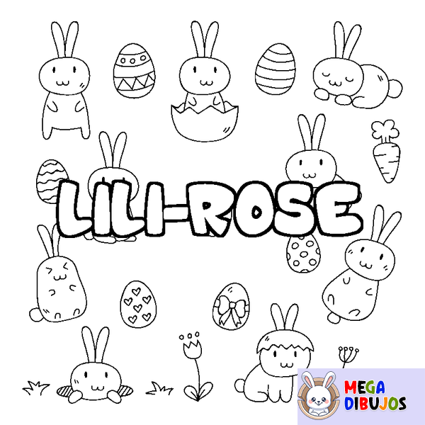 Coloraci&oacute;n del nombre LILI-ROSE - decorado Pascua