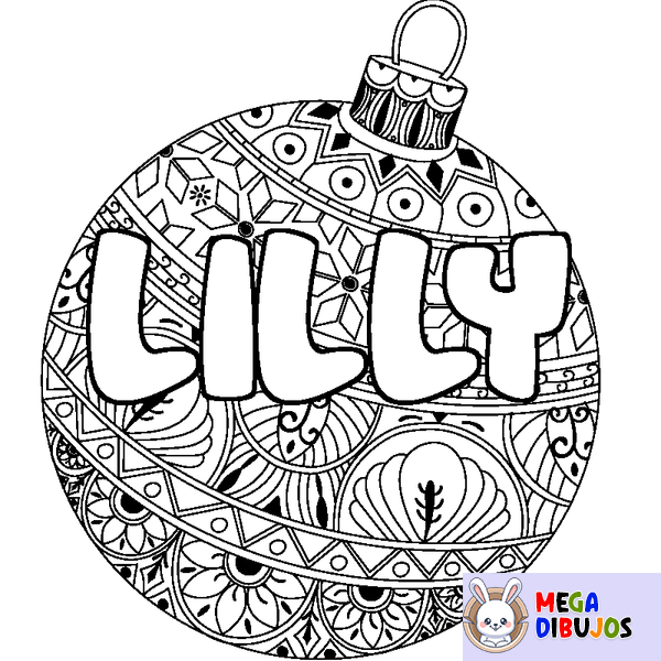 Coloraci&oacute;n del nombre LILLY - decorado bola de Navidad