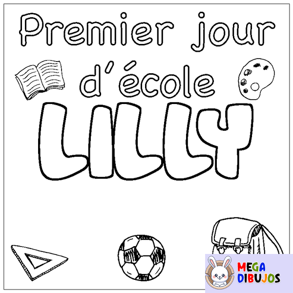 Coloraci&oacute;n del nombre LILLY - decorado primer d&iacute;a de escuela