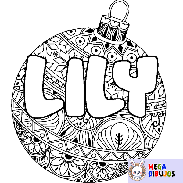Coloraci&oacute;n del nombre LILY - decorado bola de Navidad