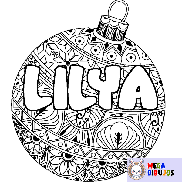 Coloraci&oacute;n del nombre LILYA - decorado bola de Navidad