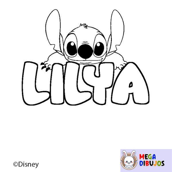 Coloraci&oacute;n del nombre LILYA - decorado Stitch