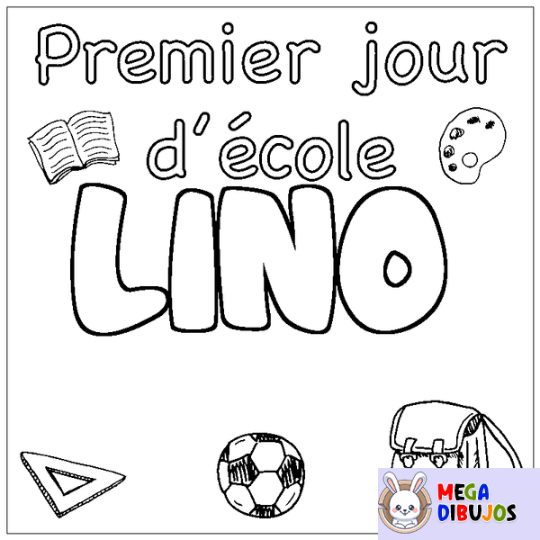 Coloraci&oacute;n del nombre LINO - decorado primer d&iacute;a de escuela