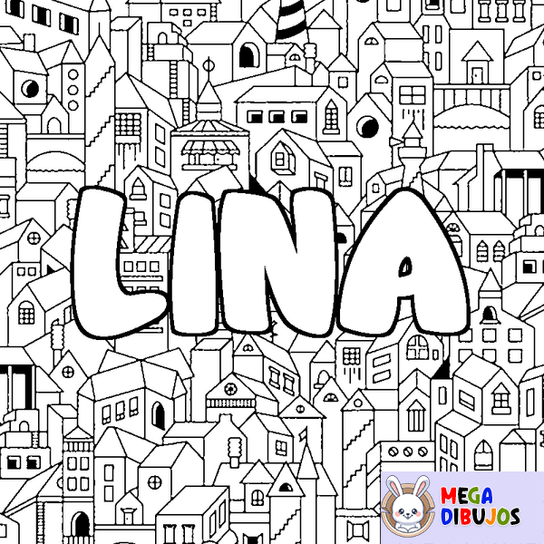 Coloraci&oacute;n del nombre LINA - decorado ciudad