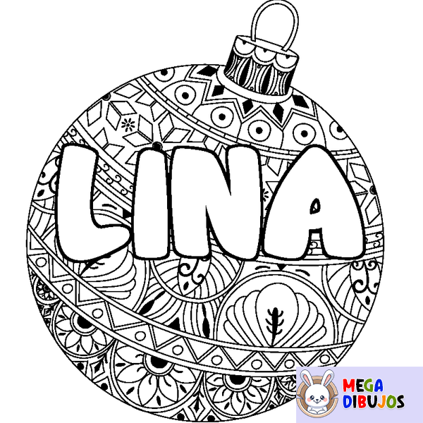 Coloraci&oacute;n del nombre LINA - decorado bola de Navidad