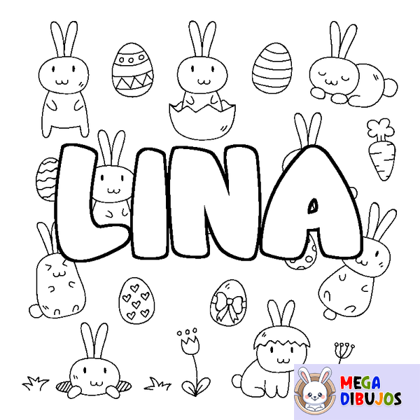Coloraci&oacute;n del nombre LINA - decorado Pascua