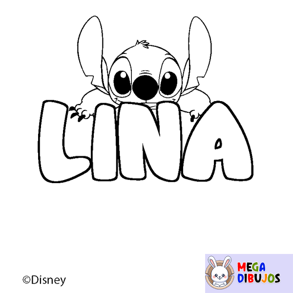 Coloraci&oacute;n del nombre LINA - decorado Stitch