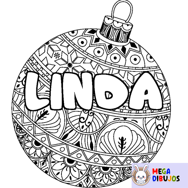 Coloraci&oacute;n del nombre LINDA - decorado bola de Navidad