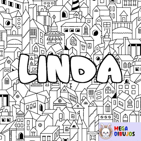 Coloraci&oacute;n del nombre LINDA - decorado ciudad