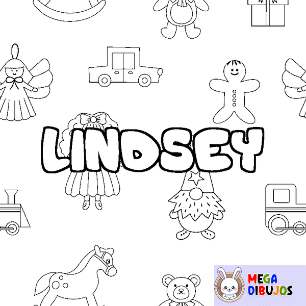 Coloraci&oacute;n del nombre LINDSEY - decorado juguetes