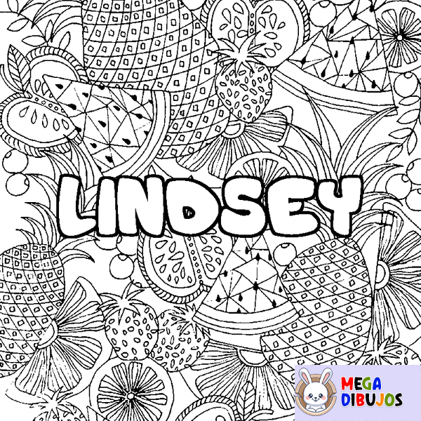 Coloraci&oacute;n del nombre LINDSEY - decorado mandala de frutas