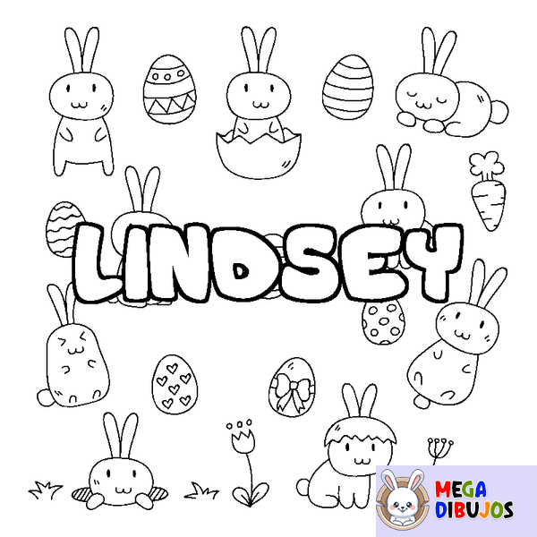 Coloraci&oacute;n del nombre LINDSEY - decorado Pascua