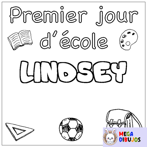 Coloraci&oacute;n del nombre LINDSEY - decorado primer d&iacute;a de escuela