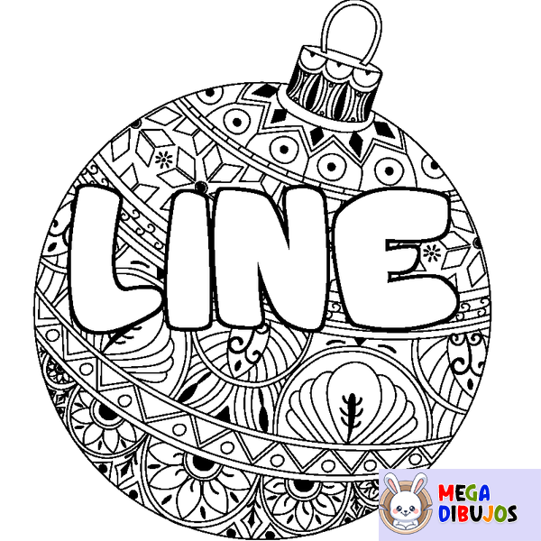 Coloraci&oacute;n del nombre LINE - decorado bola de Navidad