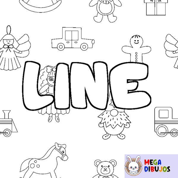 Coloraci&oacute;n del nombre LINE - decorado juguetes