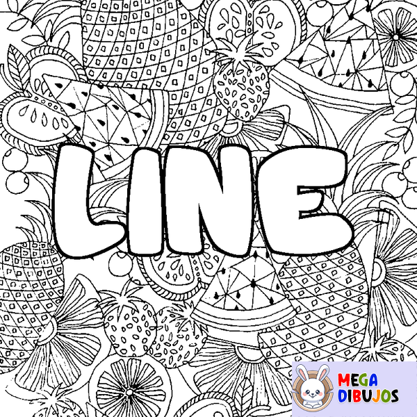 Coloraci&oacute;n del nombre LINE - decorado mandala de frutas