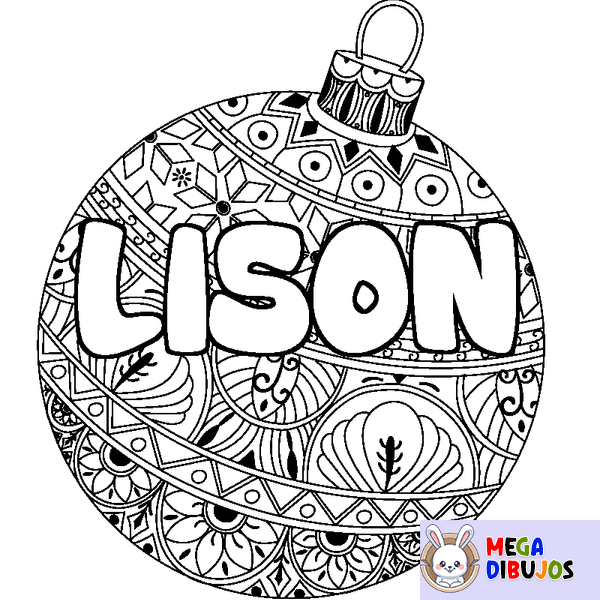 Coloraci&oacute;n del nombre LISON - decorado bola de Navidad