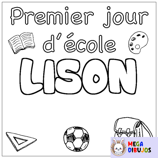 Coloraci&oacute;n del nombre LISON - decorado primer d&iacute;a de escuela
