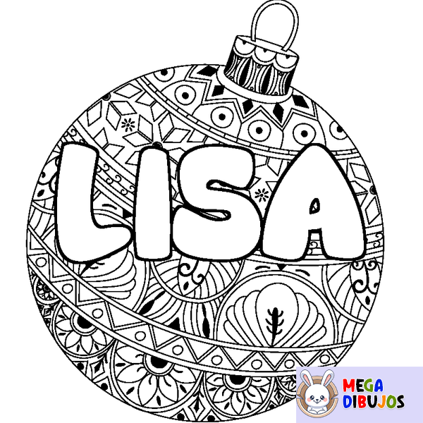 Coloraci&oacute;n del nombre LISA - decorado bola de Navidad