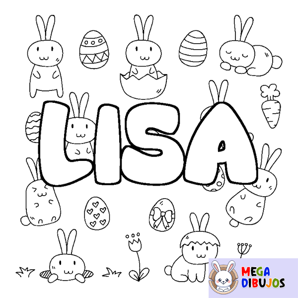 Coloraci&oacute;n del nombre LISA - decorado Pascua