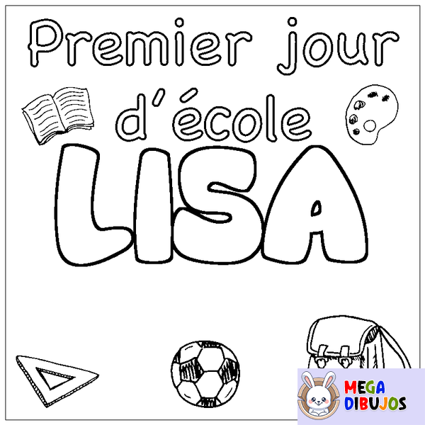 Coloraci&oacute;n del nombre LISA - decorado primer d&iacute;a de escuela