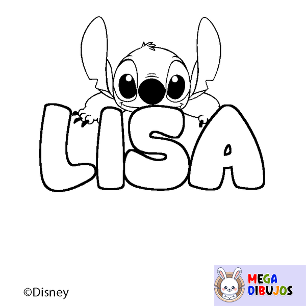 Coloraci&oacute;n del nombre LISA - decorado Stitch