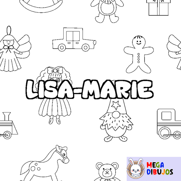 Coloraci&oacute;n del nombre LISA-MARIE - decorado juguetes