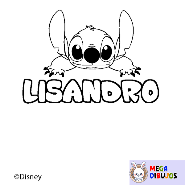 Coloraci&oacute;n del nombre LISANDRO - decorado Stitch