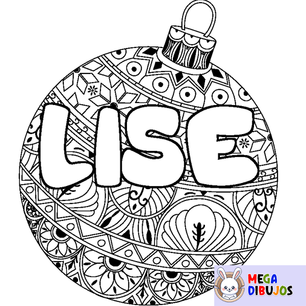 Coloraci&oacute;n del nombre LISE - decorado bola de Navidad