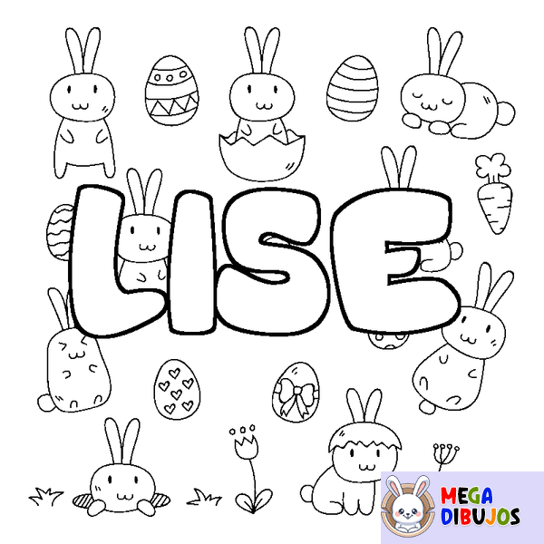 Coloraci&oacute;n del nombre LISE - decorado Pascua