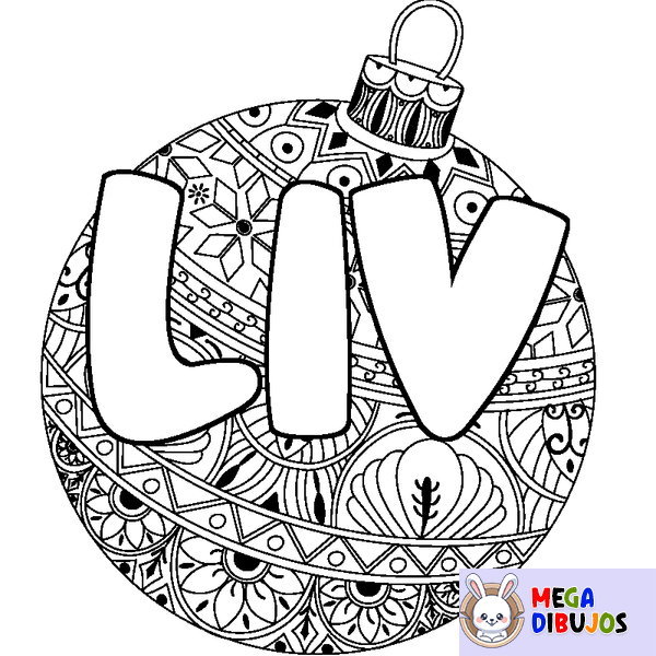 Coloraci&oacute;n del nombre LIV - decorado bola de Navidad