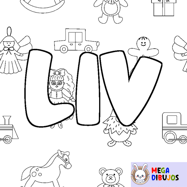 Coloraci&oacute;n del nombre LIV - decorado juguetes