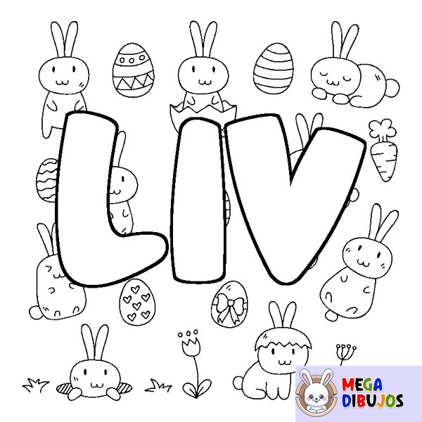 Coloraci&oacute;n del nombre LIV - decorado Pascua