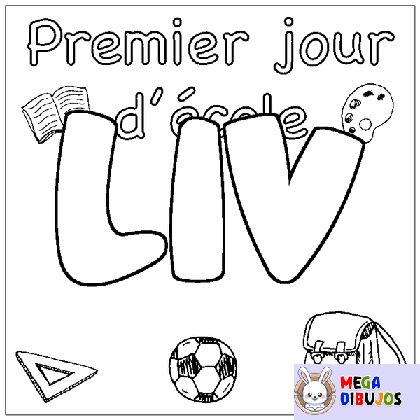 Coloraci&oacute;n del nombre LIV - decorado primer d&iacute;a de escuela