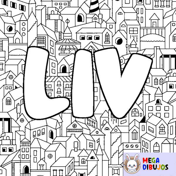 Coloraci&oacute;n del nombre LIV - decorado ciudad